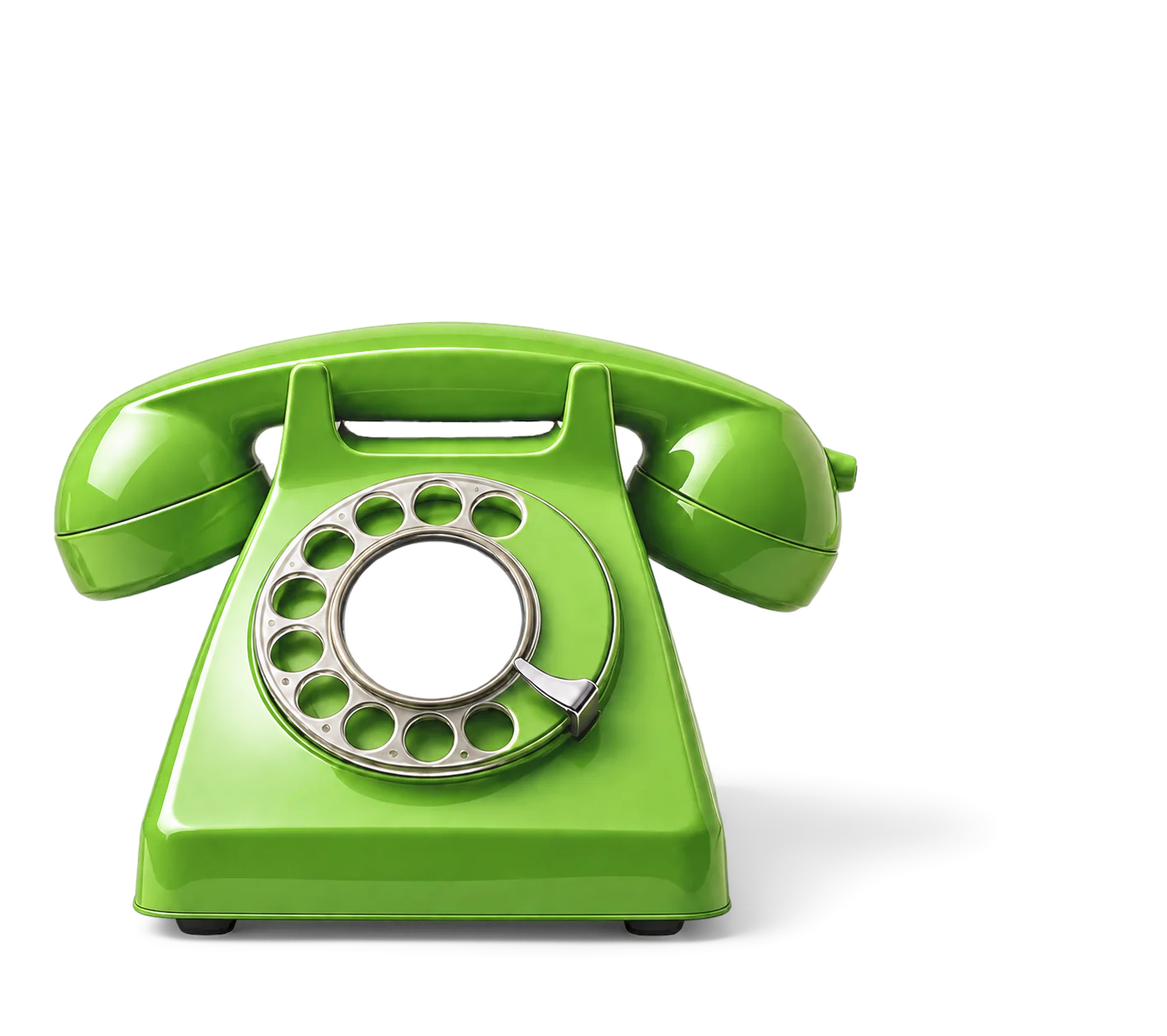 Lime-green rotary telephone ready for the AI receptionist demo
